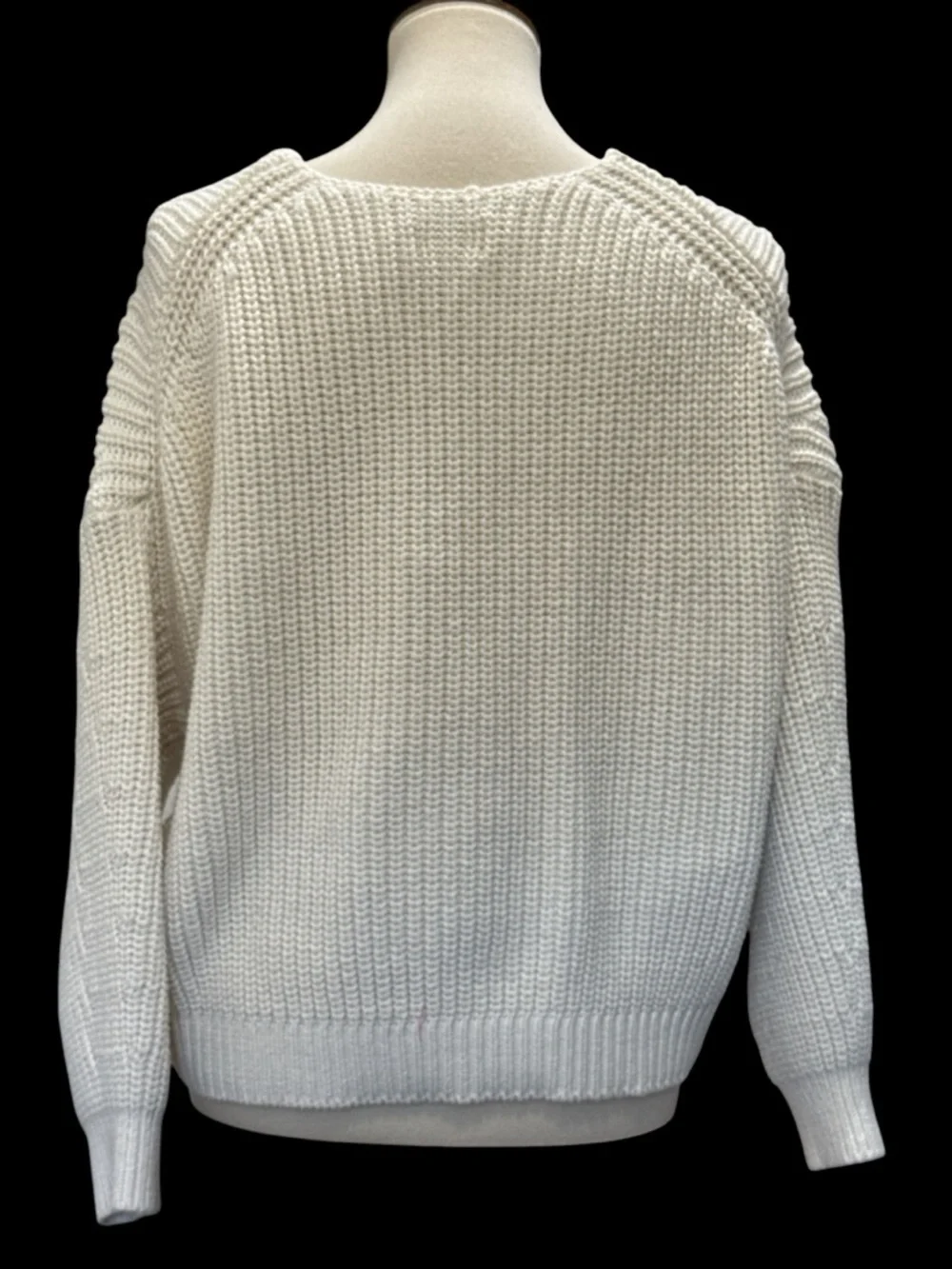 Maeve Ivory V-Neck Chunky Knit Sweater #354